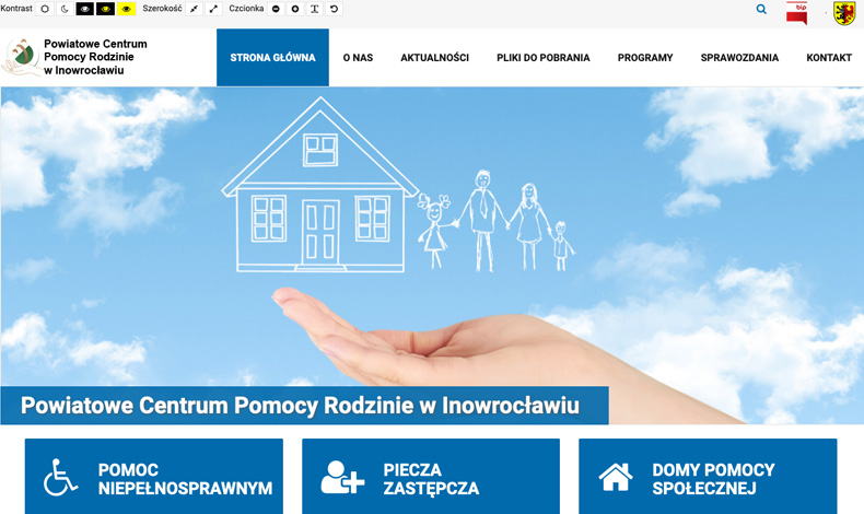 strona internetowa Powiatowe Centrum Pomocy Rodzinie w Inowrocławiu