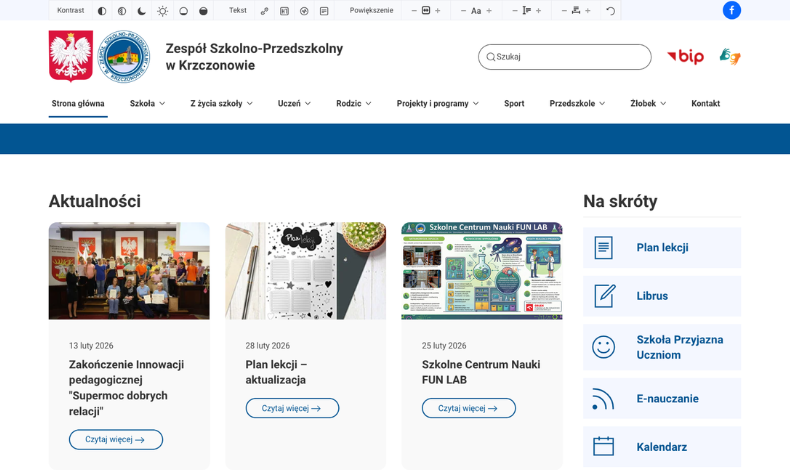 strona internetowa Zespół Szkolno-Przedszkolny w Krzczonowie